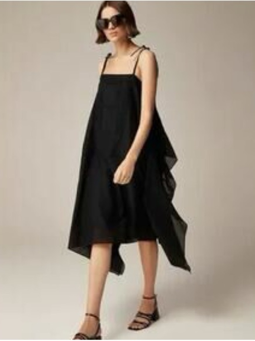 J CREW cotton handkerchief midi dress in black size large